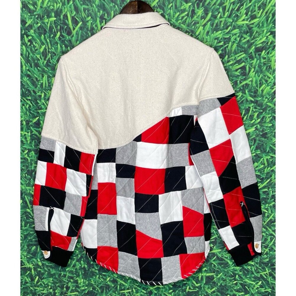 NEW One 432 Wave Panel Shirt Jacket Shacket Womens Small Quilted Stitch Handmade - Picture 6 of 9
